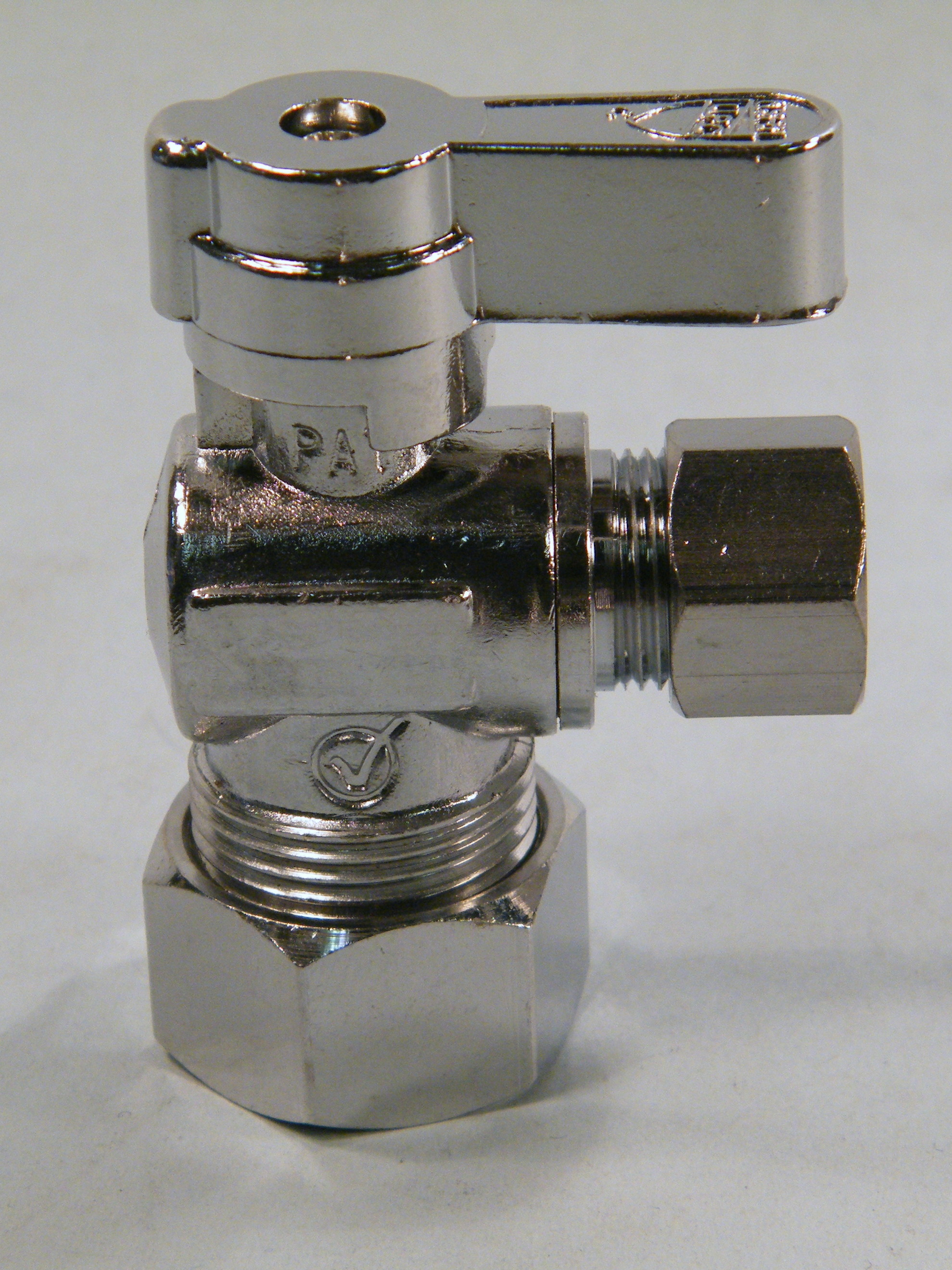 1/4 TURN BALL VALVE ANGLE STOP 5/8&quot; COMP X 3/8&quot; COMP