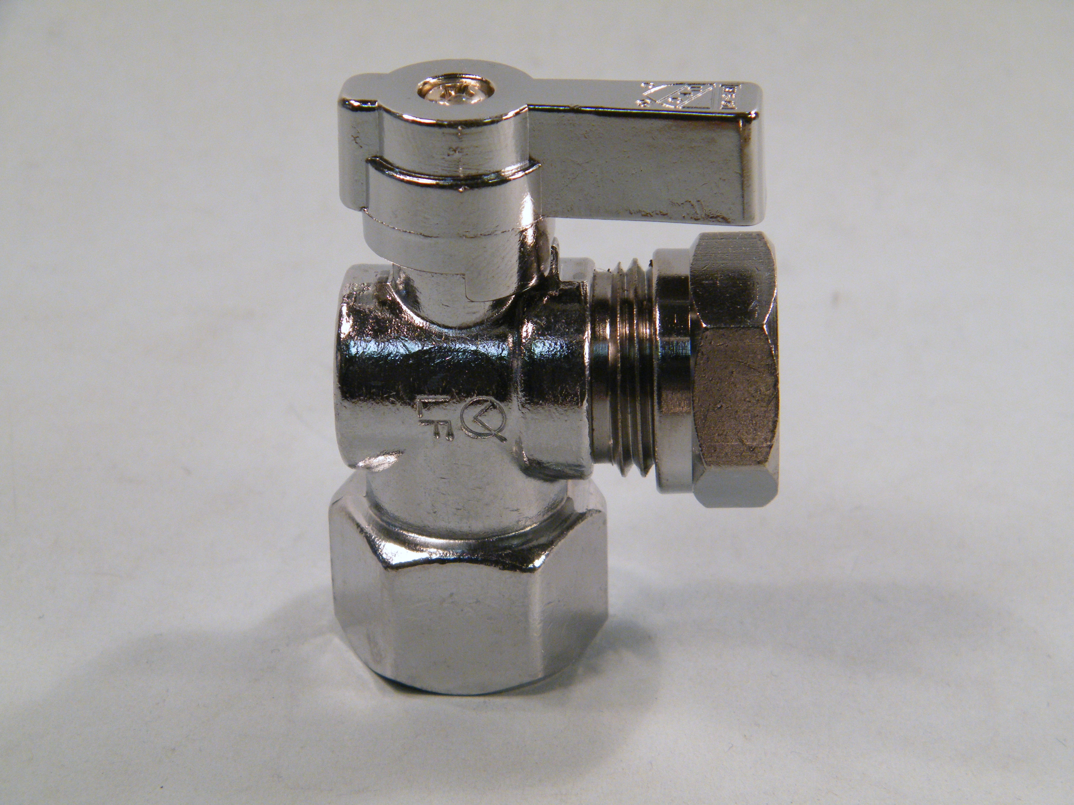 1/4 TURN BALL VALVE ANGLE STOP 1/2&quot; FP X 1/2&quot;-7/16&quot;