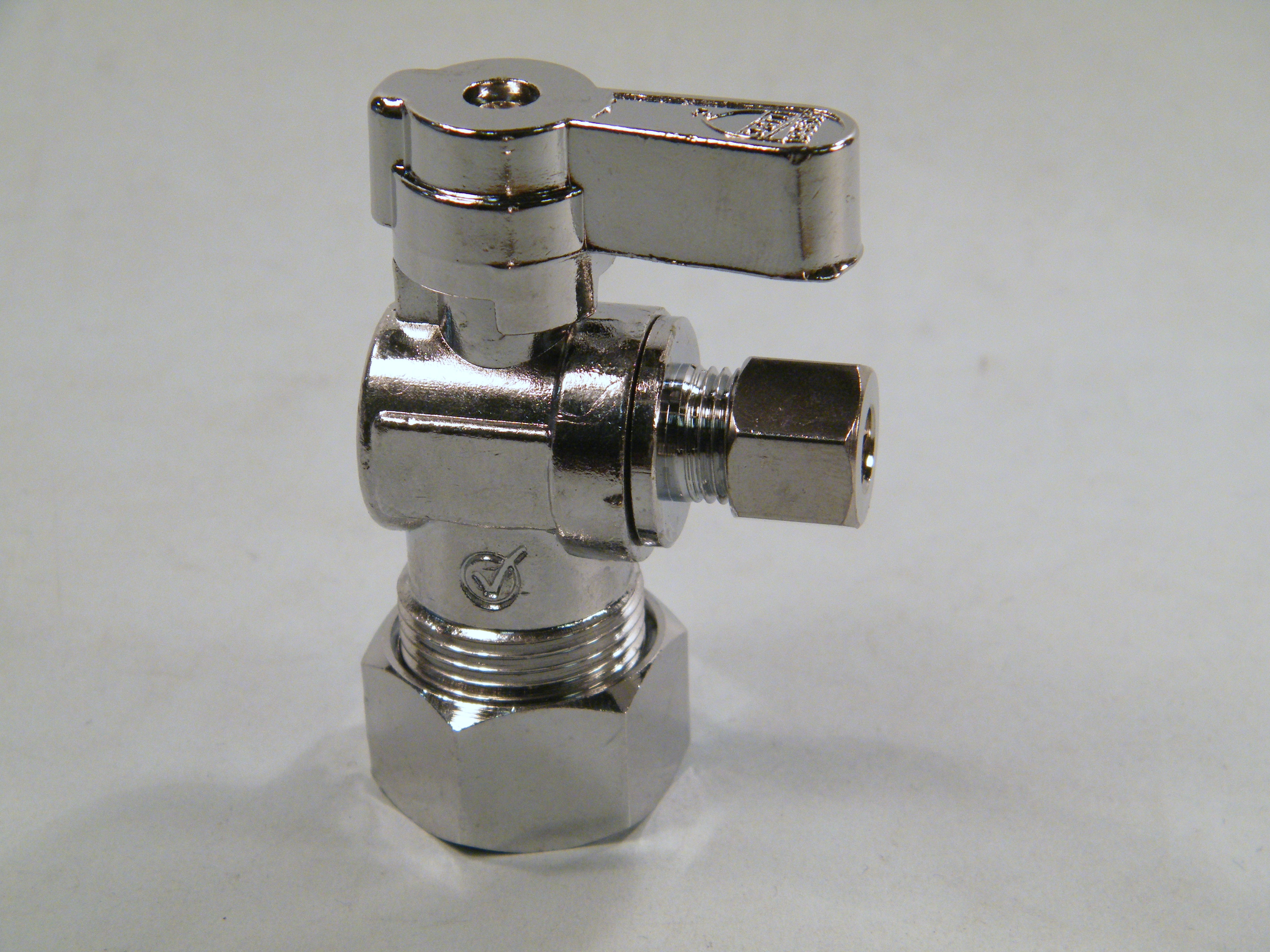 1/4 TURN BALL VALVE ANGLE STOP 5/8&quot; COMP X 1/4&quot; COMP