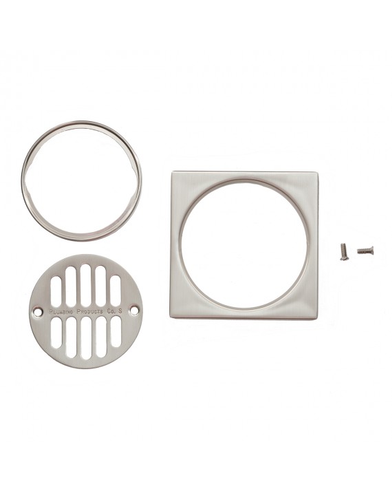 SHOWER DRAIN TRIM SET WITH  TILE SQUARE-BRUSHED NICKEL
